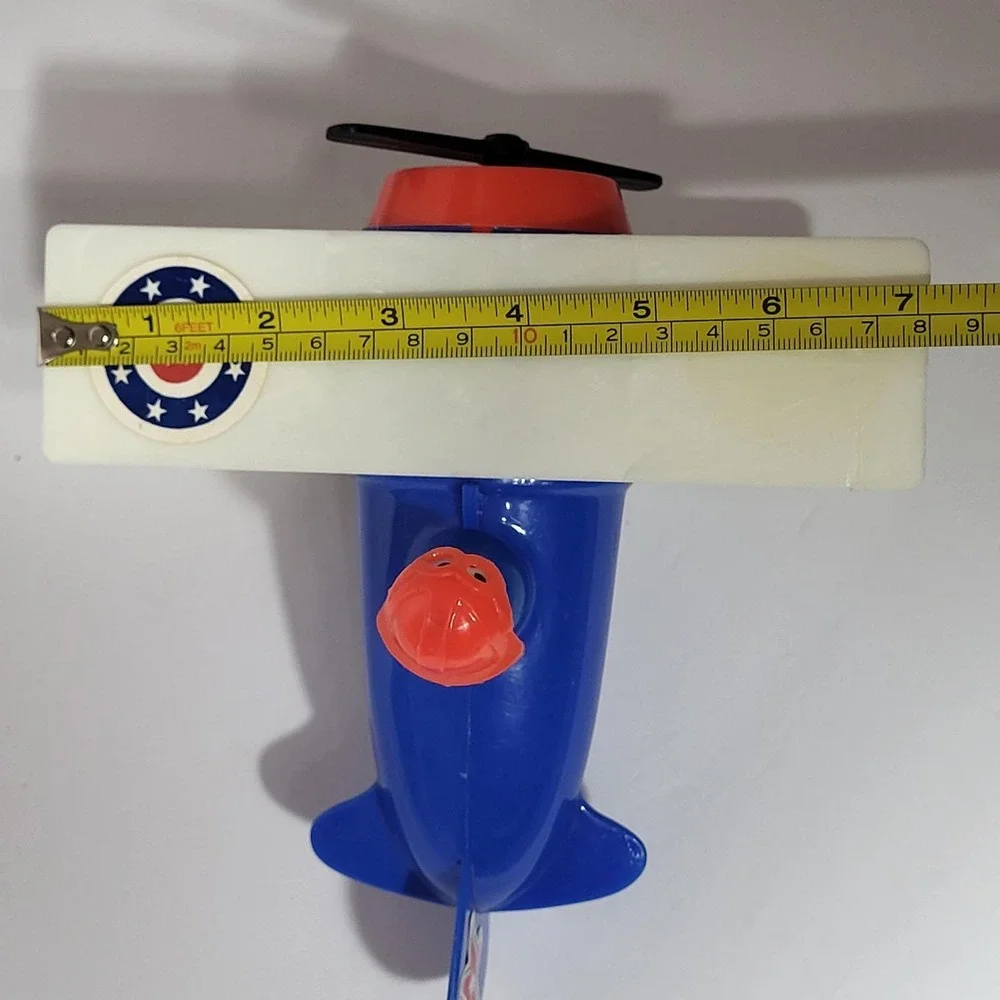 Vintage Fisher Price Little People Blue Biplane Airplane Toy with Pilot Figure